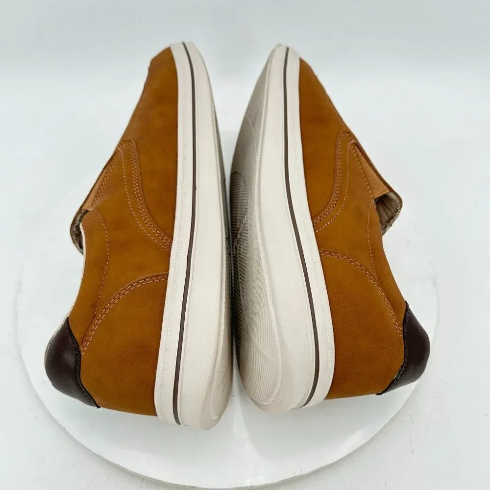 Izod Memory Foam Men Size 13M Brown Leather Elastic Pull On Casual Shoes
